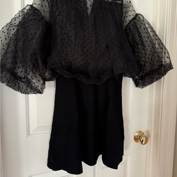 Zara Black Mesh Combination Mini Dress - Picture 4 of 10